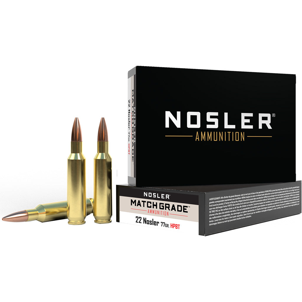 Nosler Match Grade Custom Competition Hollow Point Boat Tail 77 Grain .22 Nosler 2950 fps