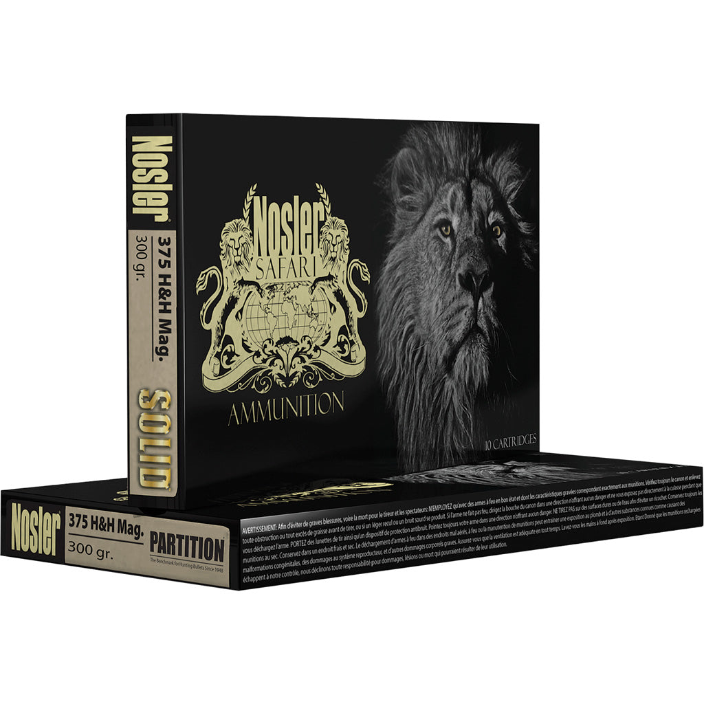 Nosler Trophy Grade Safari .375 H&H Mag 300 grain Nosler Spitzer Partition ammunition