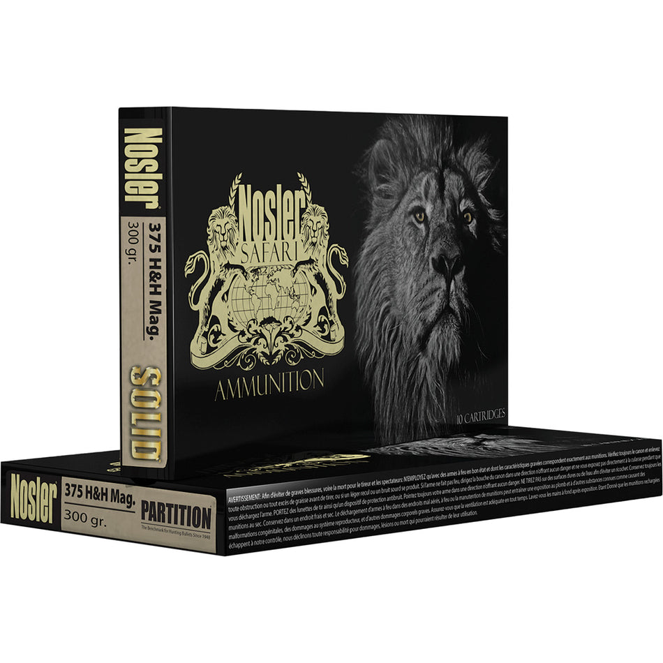 Nosler Trophy Grade Safari .375 H&H Mag 300 grain Nosler Spitzer Partition ammunition