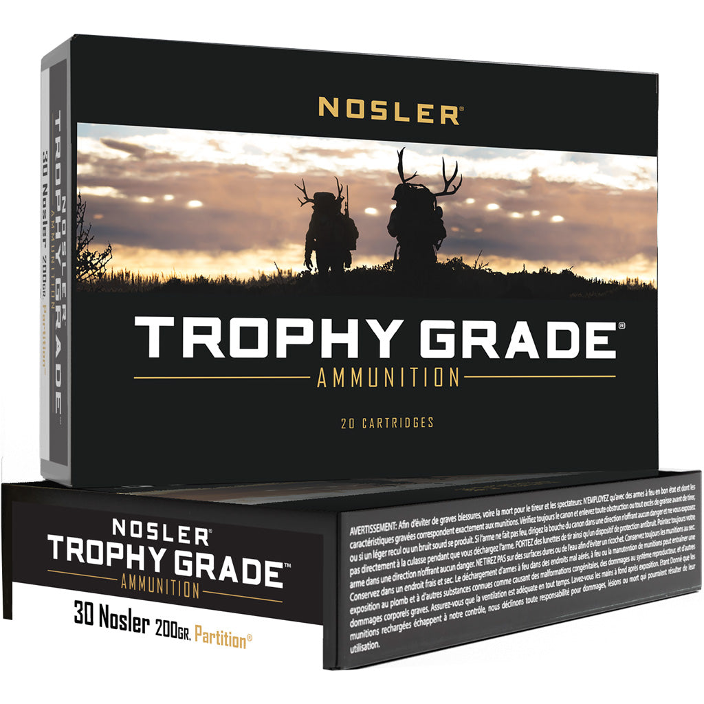 Nosler Trophy Grade .30 Nosler 200 grain Partition Soft Point ammunition