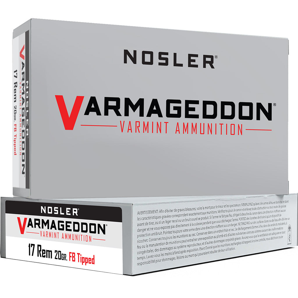 Nosler Varmageddon .17 Remington 20 grain Flat Base Tipped ammunition