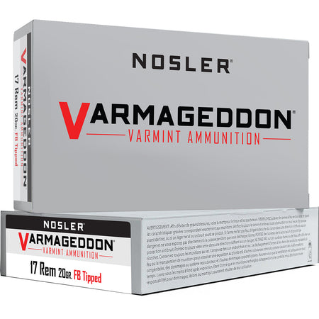 Nosler Varmageddon .17 Remington 20 grain Flat Base Tipped ammunition