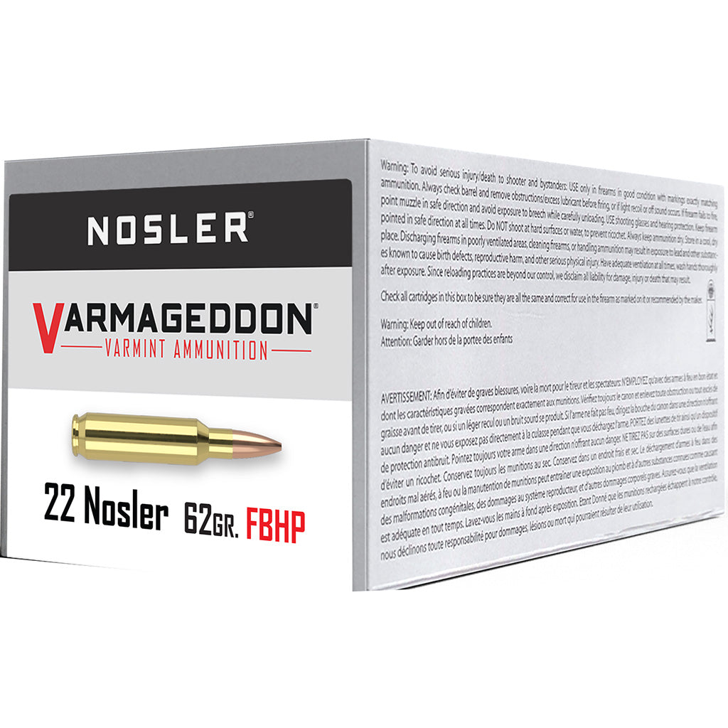 Nosler Varmageddon Flat Base Hollow Point 62 Grain .22 Nosler 3250 fps