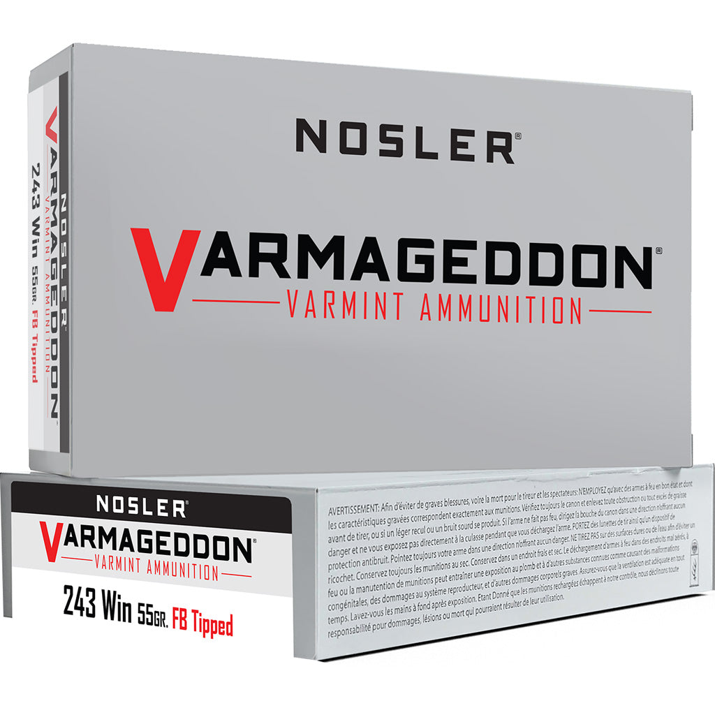 Nosler Varmageddon Flat Base Tipped 55 Grain .243 Winchester 3800 fps