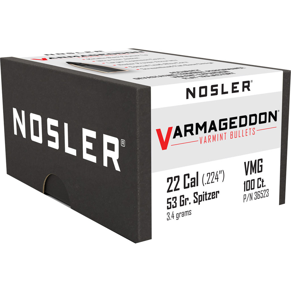 Nosler Varmageddon Bullet .224 Cal 53gr Flat Base Tipped 100ct