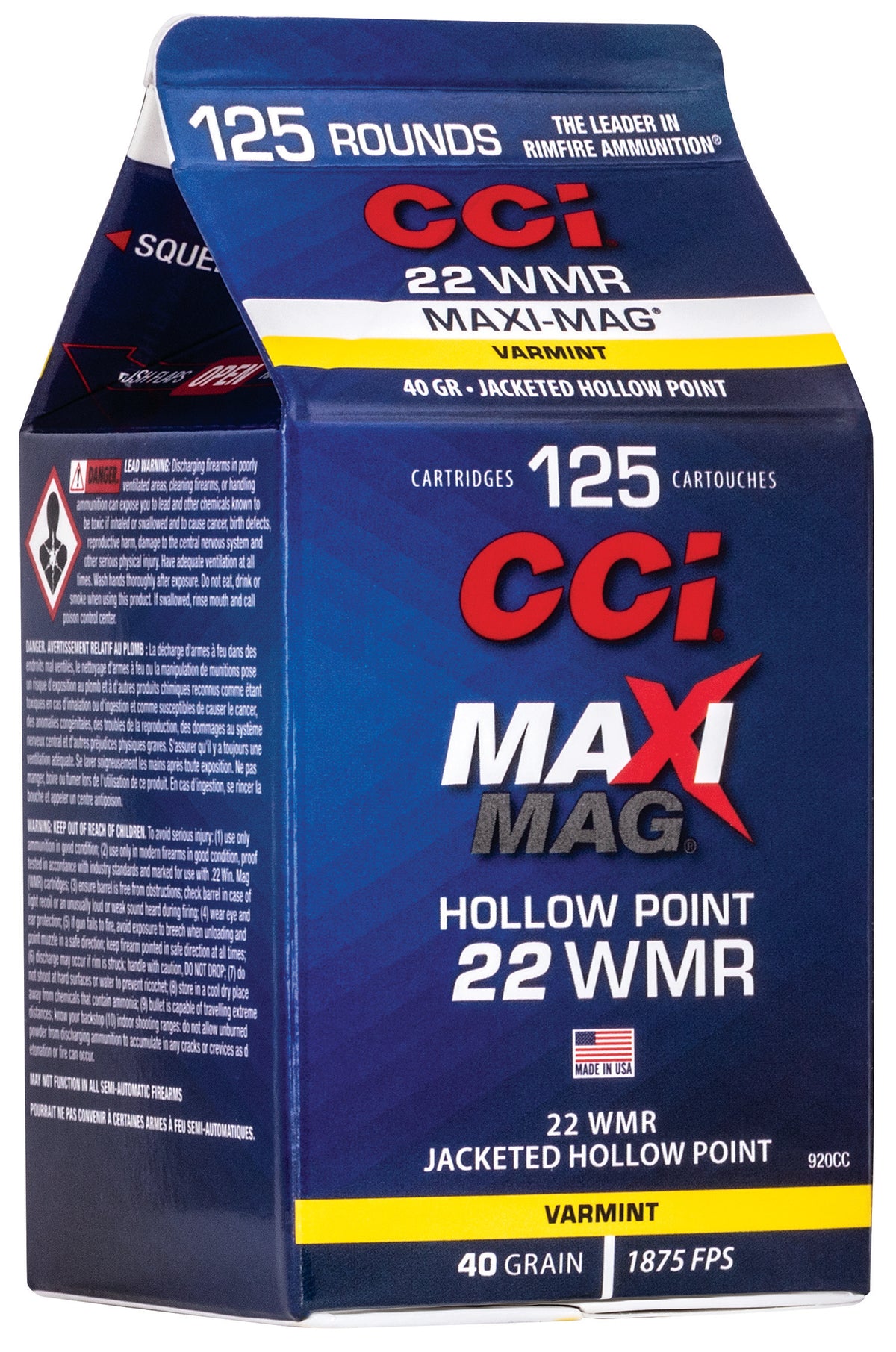 CCI Pour Pack Rimfire Ammo 22 WMR 40 gr. Maxi Mag Hollow Point (HP)