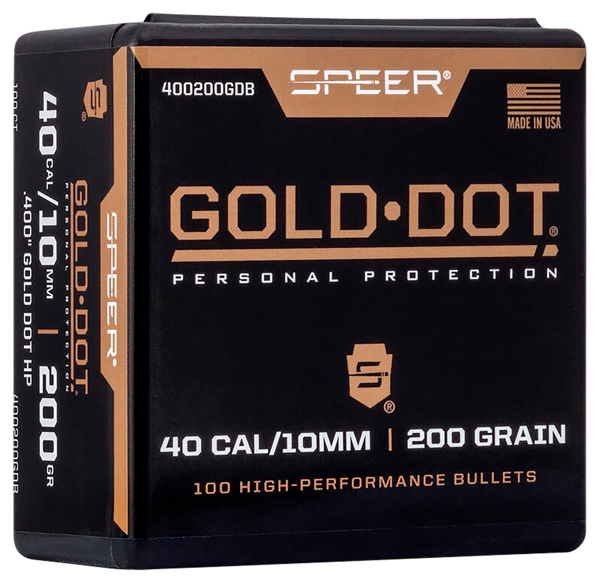 Speer 400200DGB Gold Dot 10mm Auto 200gr HP Reloading Bullets 100/Box