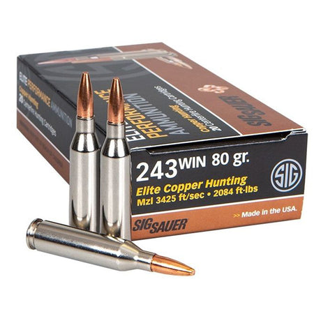 Sig Sauer Elite Copper Hunting Copper Solid 80 Grain .243 Winchester 3425 fps