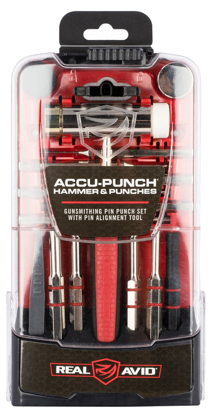 Real Avid AVHPS Hammer and Complete Punch Set for Gunsmithing Red Grip