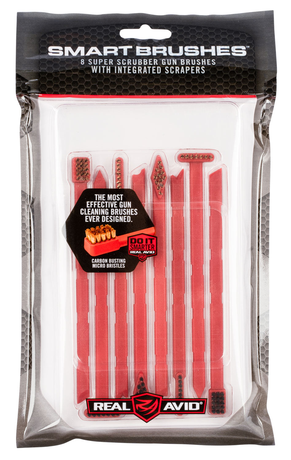 Real Avid AVSB01 Multi-Caliber Universal Gun Smart Brush 8-Pack with Integrated Scrapers