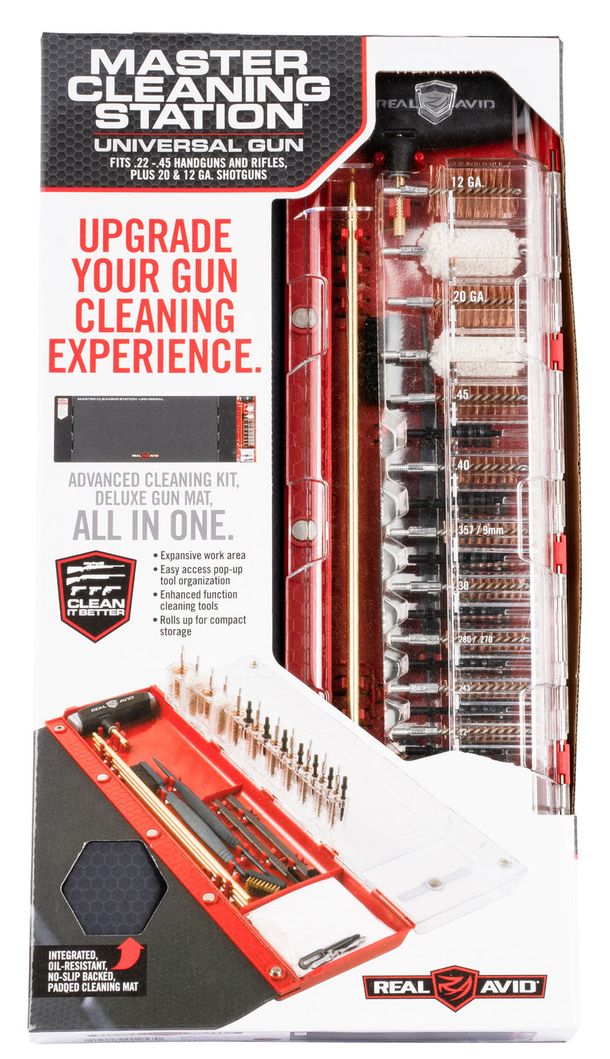 Real Avid AVMCSU Master Cleaning Station Universal Rifle and Shotgun Kit Black and Red