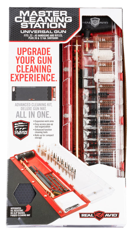 Real Avid AVMCSU Master Cleaning Station Universal Rifle and Shotgun Kit Black and Red