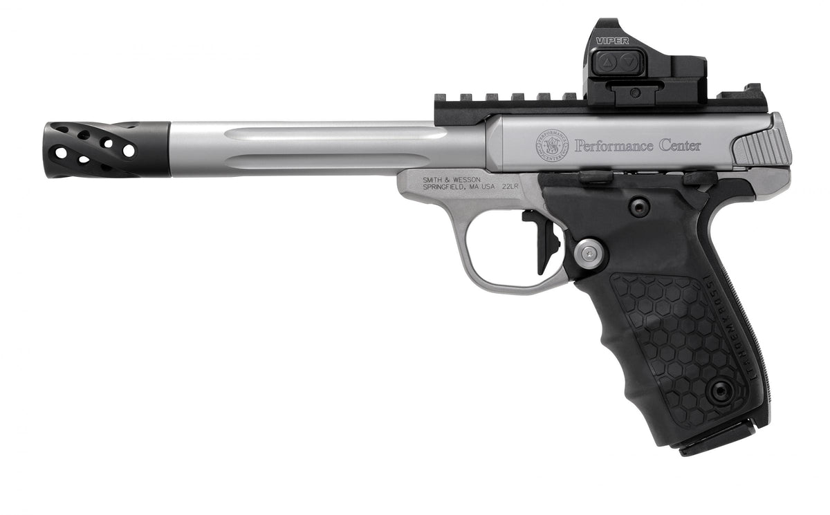 Smith & Wesson 12079 Performance Center Victory Target 22 LR 6" MB 10+1 Stainless Steel Tandemkross Black HiveGrip with Integrated Target Thumb Rest Grip Red Dot