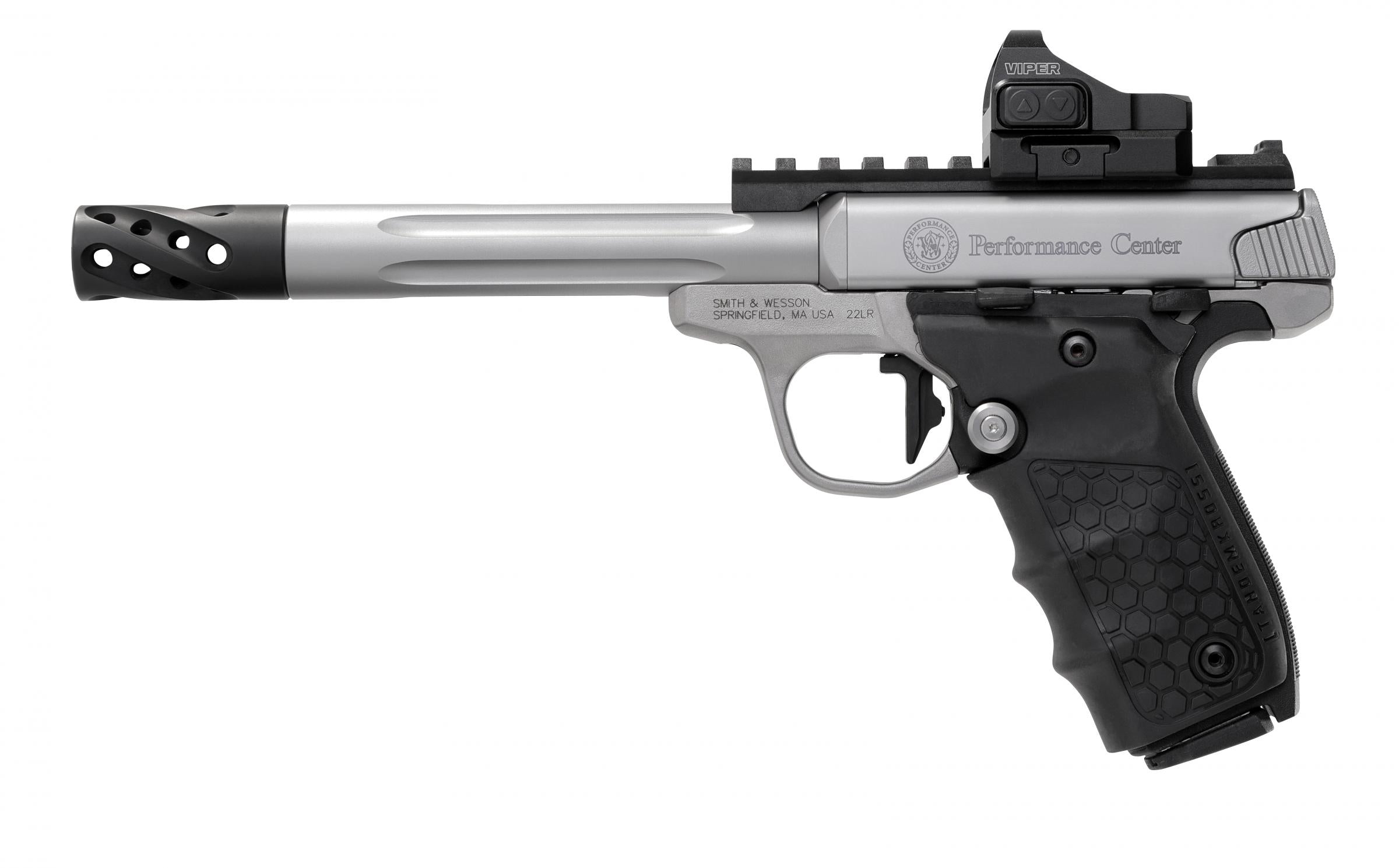 Smith & Wesson 12079 Performance Center Victory Target 22 LR 6" MB 10+1 Stainless Steel Tandemkross Black HiveGrip with Integrated Target Thumb Rest Grip Red Dot