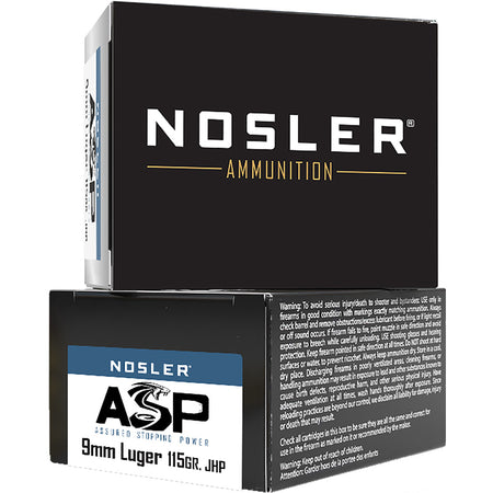 Nosler Assured Stopping Power 9mm Luger / Parabellum 115 grain Jacketed Hollow Point ammunition