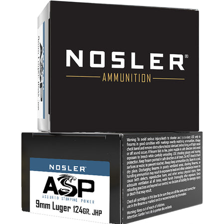 Nosler Assured Stopping Power Jacketed Hollow Point 124 Grain 9mm Luger/Parabellum 1150 fps