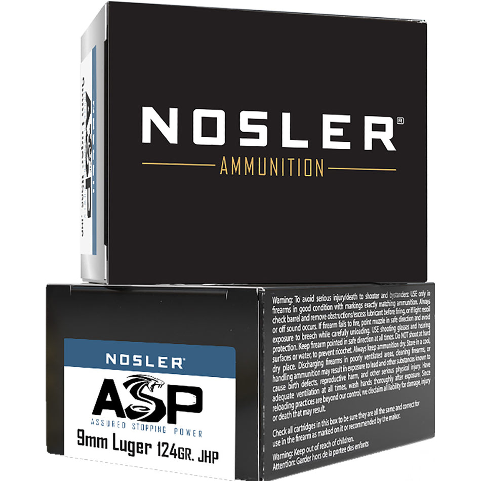 Nosler Assured Stopping Power Jacketed Hollow Point 124 Grain 9mm Luger/Parabellum 1150 fps