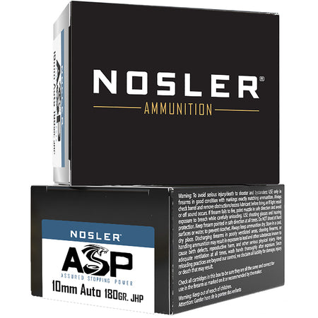 Nosler Assured Stopping Power 10mm Auto 180 grain Jacketed Hollow Point ammunition