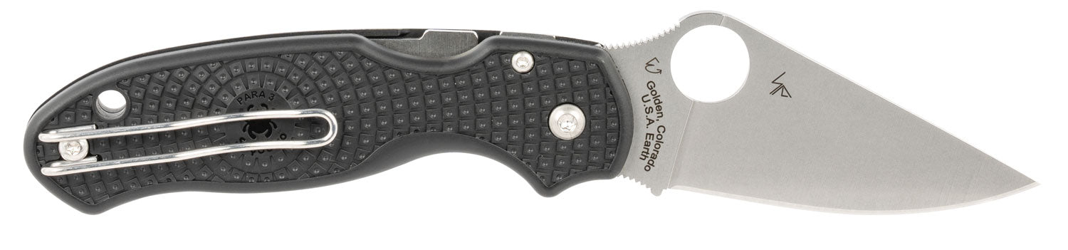 Spyderco Para 3 LW Folder 2.92" CTS BD1 SS Plain Blade Black Fiberglass Reinforced Nylon Handle C223PBK