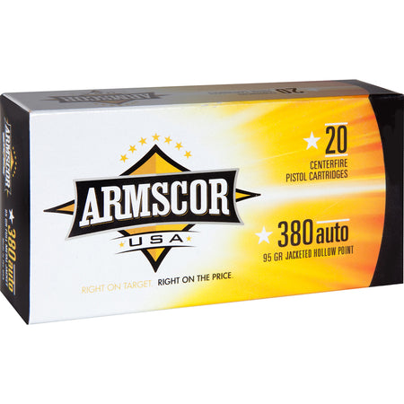 Armscor USA Competition .380 ACP/Auto 95 grain Jacketed Hollow Point ammunition