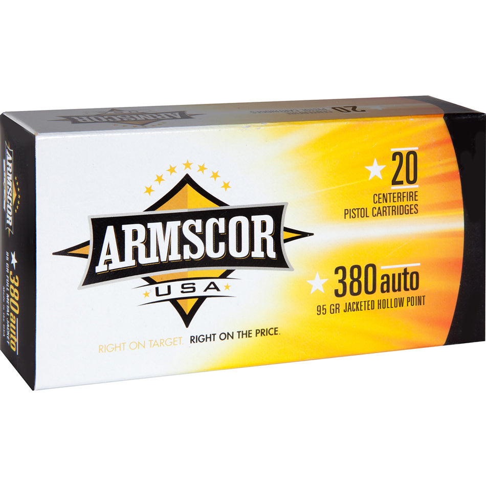 Armscor USA Competition .380 ACP/Auto 95 grain Jacketed Hollow Point ammunition