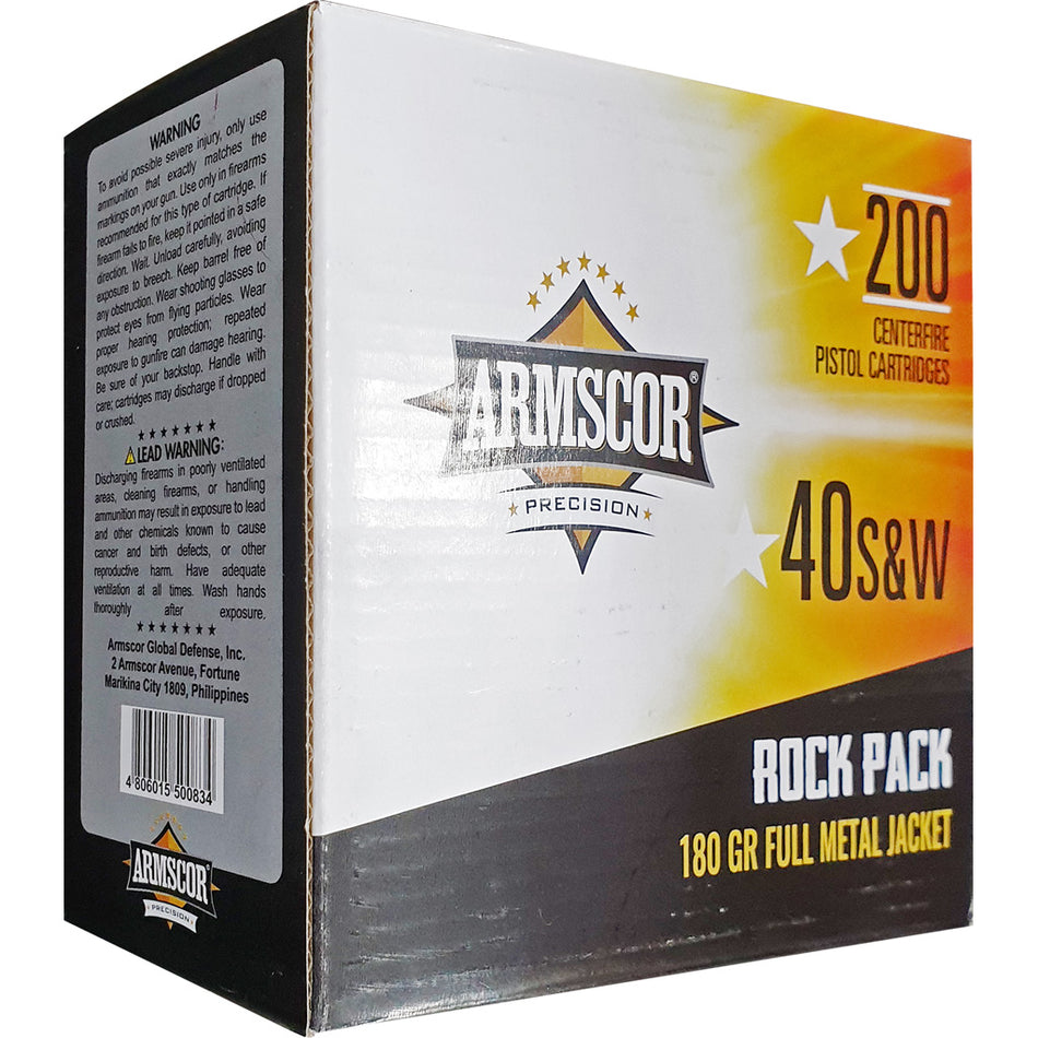 Armscor Precision Rock Pack .40 S&W 180 grain Full Metal Jacket ammunition