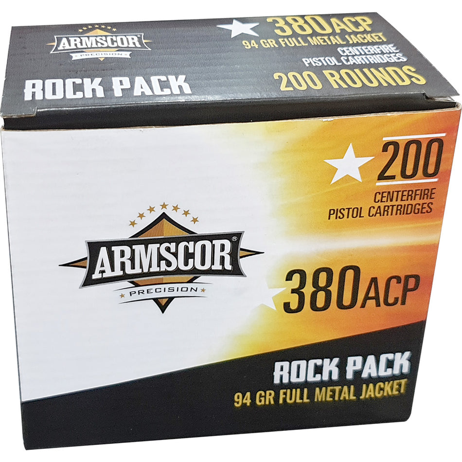 Armscor Rock Pack .380 ACP/Auto 95 grain Full Metal Jacket ammunition