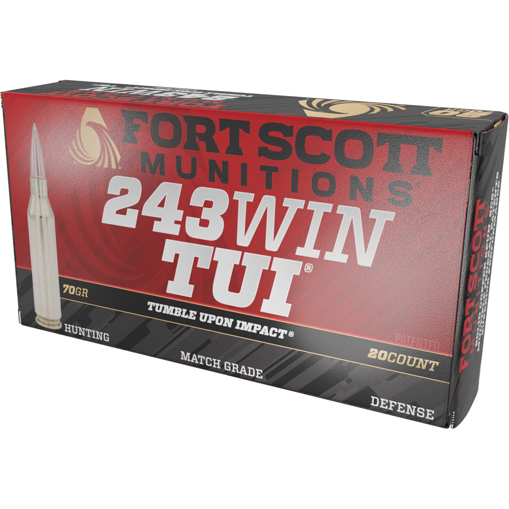 Fort Scott Munitions Tumble Upon Impact (TUI) Solid Copper Spun 70 Grain .243 Winchester 3590 fps