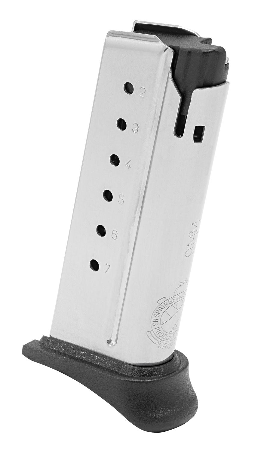 Springfield Armory XDS0907H 9mm Luger 7-Round Hook Floor Plate Stainless Steel Pistol Magazine