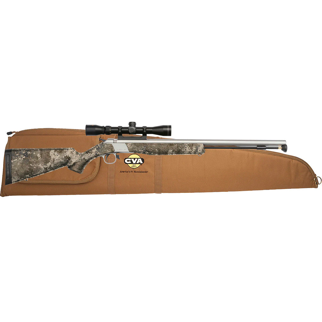 CVA Wolf V2 Muzzleloader 50 Caliber Stainless True Timber Strata 24" Adjustable Stock Scope Package