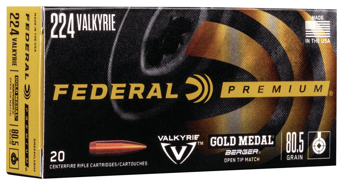 Federal Premium Gold Medal Berger Open Tip Match 81 Grain .224 Valkyrie 2925 fps