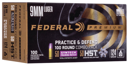 Federal Premium Defense Syntech Practice & Defend HST JHP/Syntech TSJ 124 Grain 9mm Luger/Parabellum 1150 fps