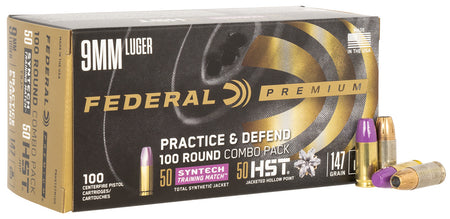Federal Premium Practice & Defend Combo Pack 9mm Luger / Parabellum 147 grain Syntech TSJ/HST JHP ammunition