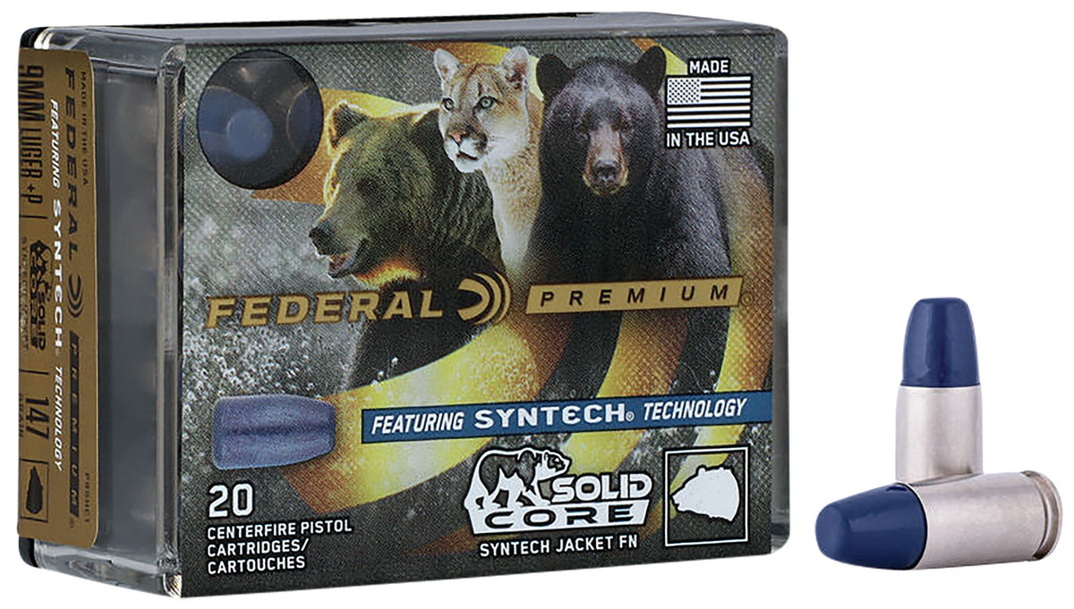 Federal Premium Solid Core Synthetic Flat Nose 147 Grain 9mm Luger/Parabellum 1120 fps