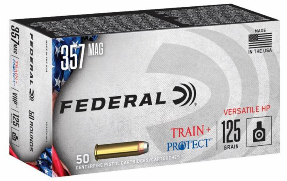 Federal Train & Protect .357 Magnum 125 grain Versatile Hollow Point ammunition