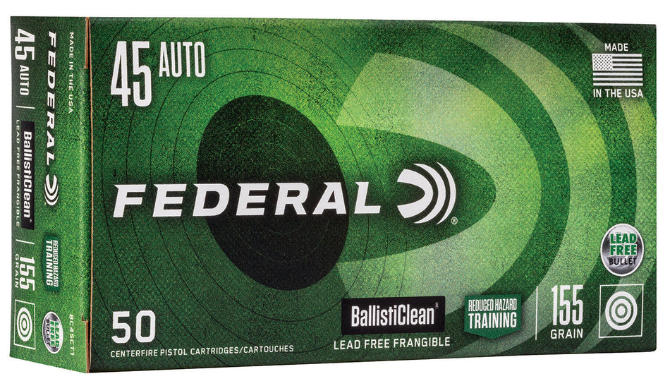 Federal BallistiClean Reduced Hazard Training Lead-Free Frangible 155 Grain .45 ACP/Auto 1130 fps