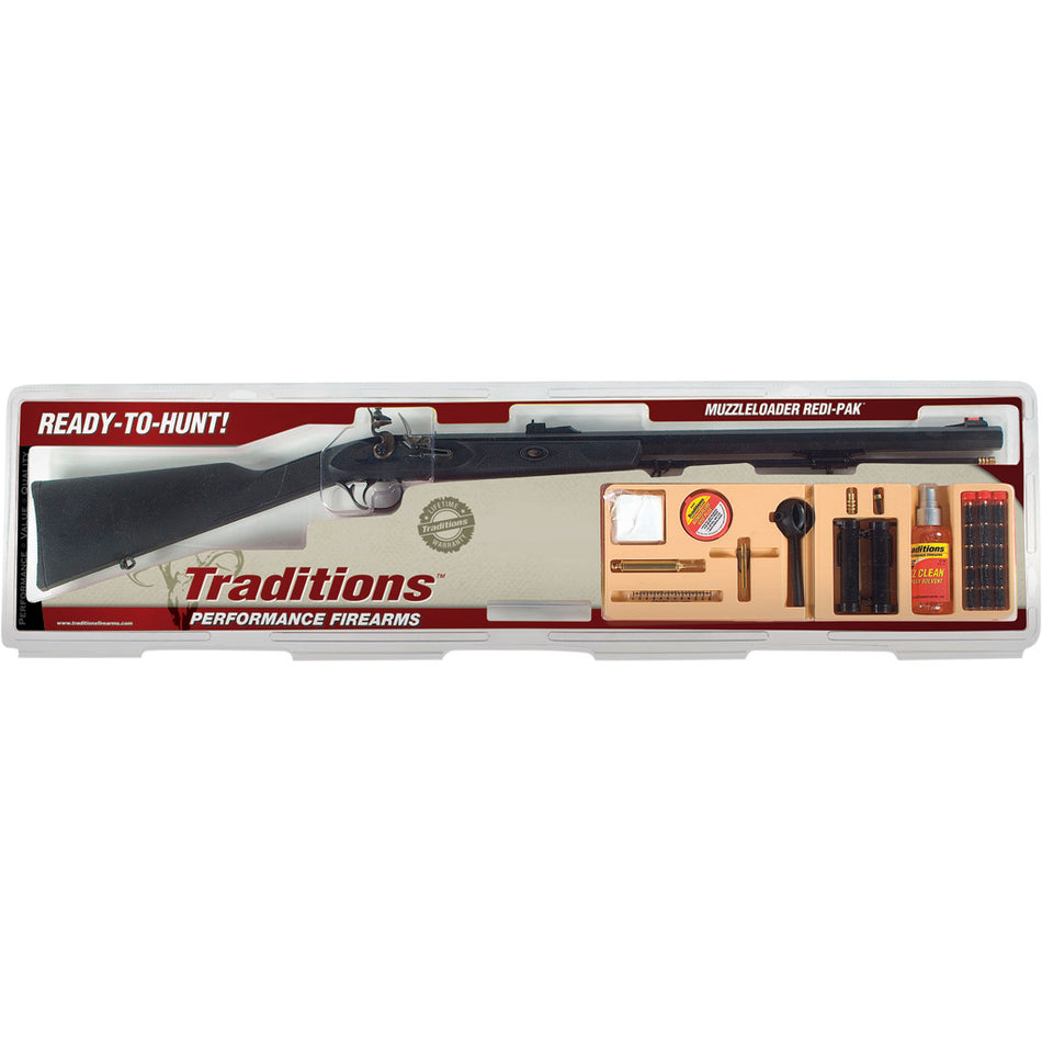 Traditions PA Pellet Ultralight .50 Cal Flintlock Muzzleloader Redi-Pak 26 Inch Black CeraKote Synthetic Stock with Fiber Optic Sights and Accessories