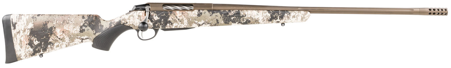 Tikka JRTXVW316 T3x Lite 308 Win 3+1 22.40" Midnight Bronze Cerakote Fluted Threaded Barrel, Drilled & Tapped Steel Receiver, Veil Wideland Fixed Synthetic Stock, Black Interchangeable Backstrap Grip