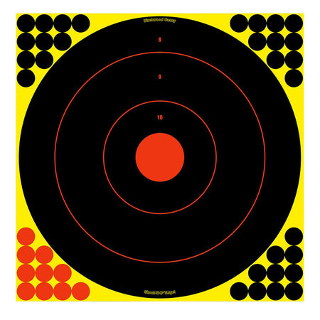 Birchwood Casey Shoot-N-C Reactive Paper Bullseye Target 17.25" Black/Yellow/Red Self-Adhesive 100 Per Pack