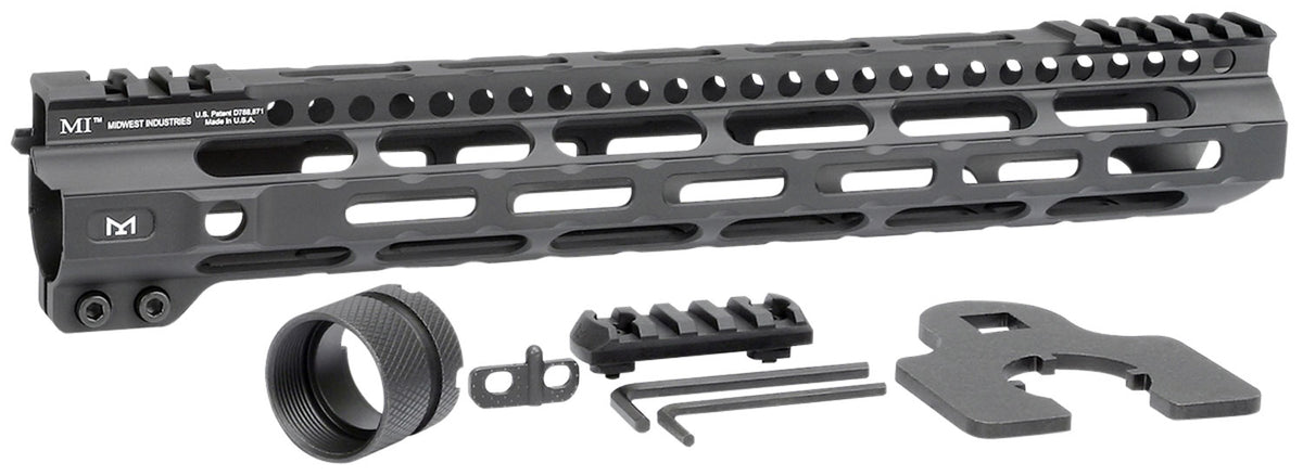 Midwest Industries 12.625" Combat Lightweight AR-15 M-LOK Handguard Black Hardcoat Anodized Aluminum Picatinny