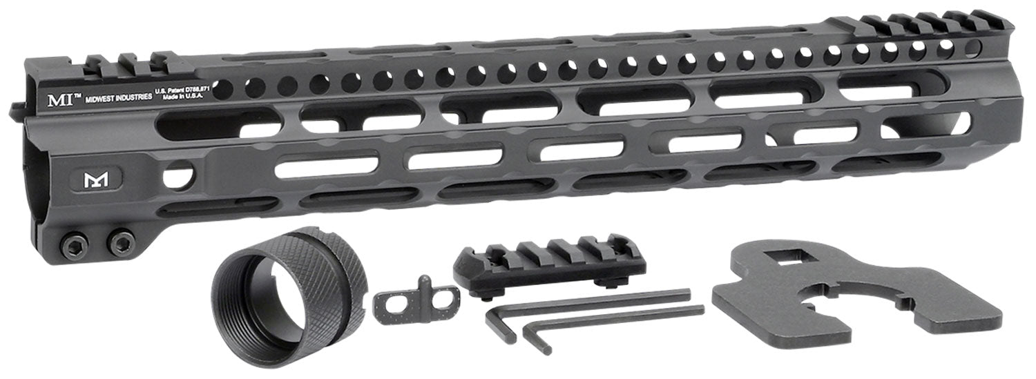 Midwest Industries 12.625" Combat Lightweight AR-15 M-LOK Handguard Black Hardcoat Anodized Aluminum Picatinny