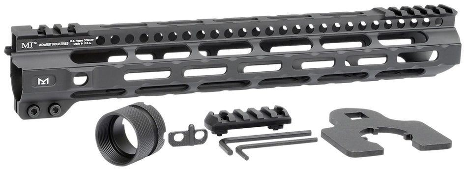 Midwest Industries 12.625" Combat Lightweight AR-15 M-LOK Handguard Black Hardcoat Anodized Aluminum Picatinny