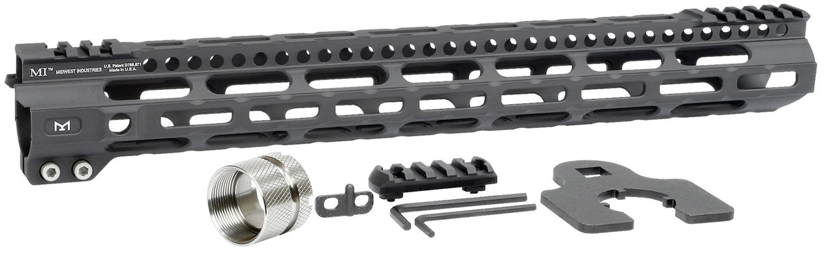Midwest Industries 15" Ultralight AR-15 M-LOK Handguard Picatinny Black Hardcoat Anodized Aluminum