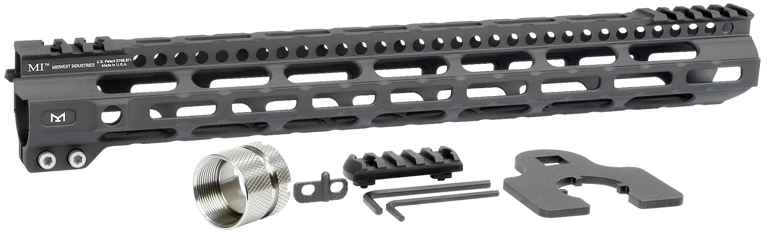 Midwest Industries 15" Ultralight AR-15 M-LOK Handguard Picatinny Black Hardcoat Anodized Aluminum