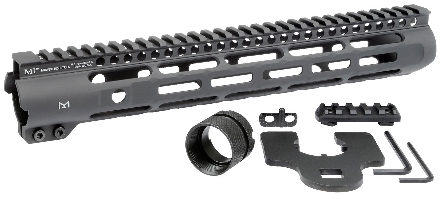 Midwest Industries 12.625" Slimline AR-15 M-LOK Handguard Picatinny Black Hardcoat Anodized Aluminum