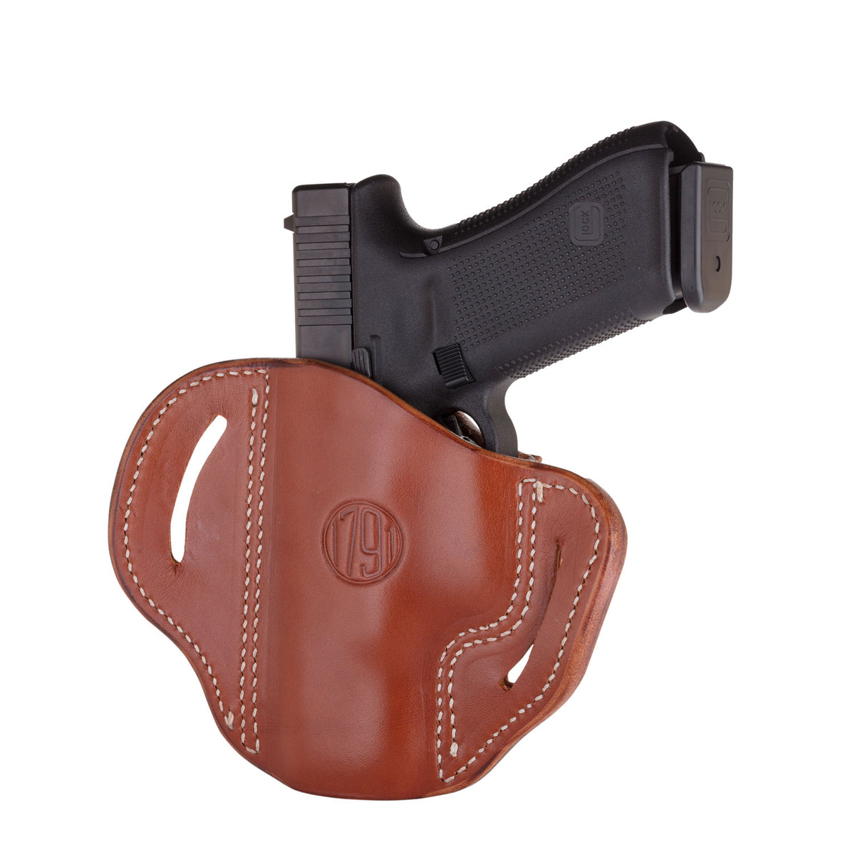 1791 Gunleather BH2.4 Optic Ready Classic Brown Leather OWB Belt Slide Holster Compatible with Springfield XD-M, Sig P320 & Walther PPQ, Right Hand