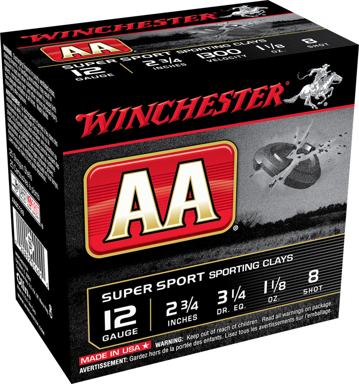 Winchester AA Supersport Sporting Clay Value Pack Shotgun Ammo 12 Gauge 2.75 in 1-1/8 oz #8
