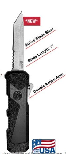 S&W M&P H.R.T. OTF Tanto Blade 3" Knife with M&P 2.0 Handle Texture, Stainless/Black