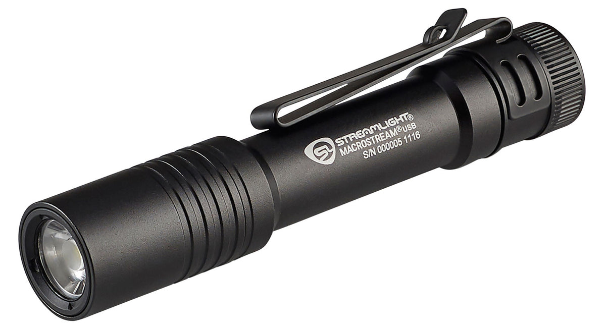 Streamlight Macrostream USB 500-Lumen Pocket Carry Flashlight, Black Anodized Aluminum