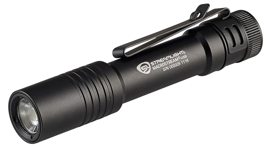 Streamlight Macrostream USB 500-Lumen Pocket Carry Flashlight, Black Anodized Aluminum